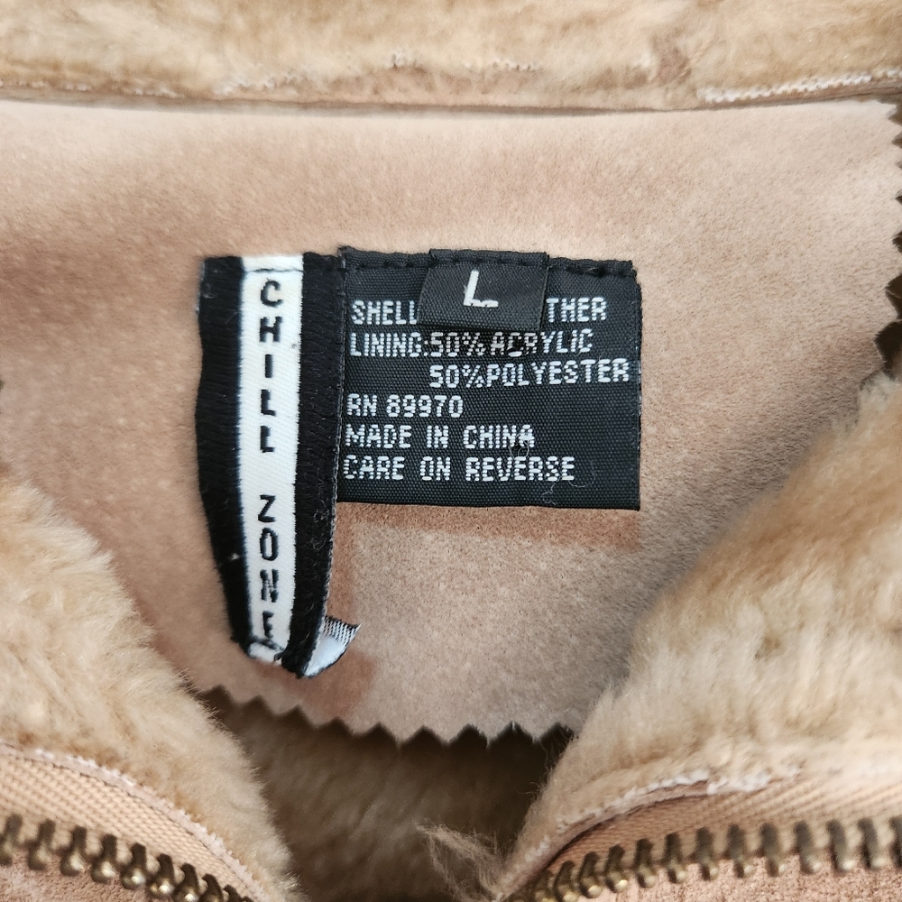 CHILL ZONE Vintage 100% Leather Penny Lane Faux Fur Lined Coat size Large - Picture 6 of 10